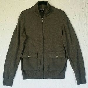 Michael Kors full zip and front pockets gray mens sweater M